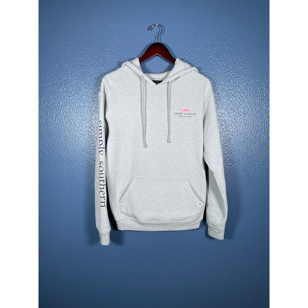 Simply Southern Hoodie Womens Medium Gray LS Logo Graphic Activewear